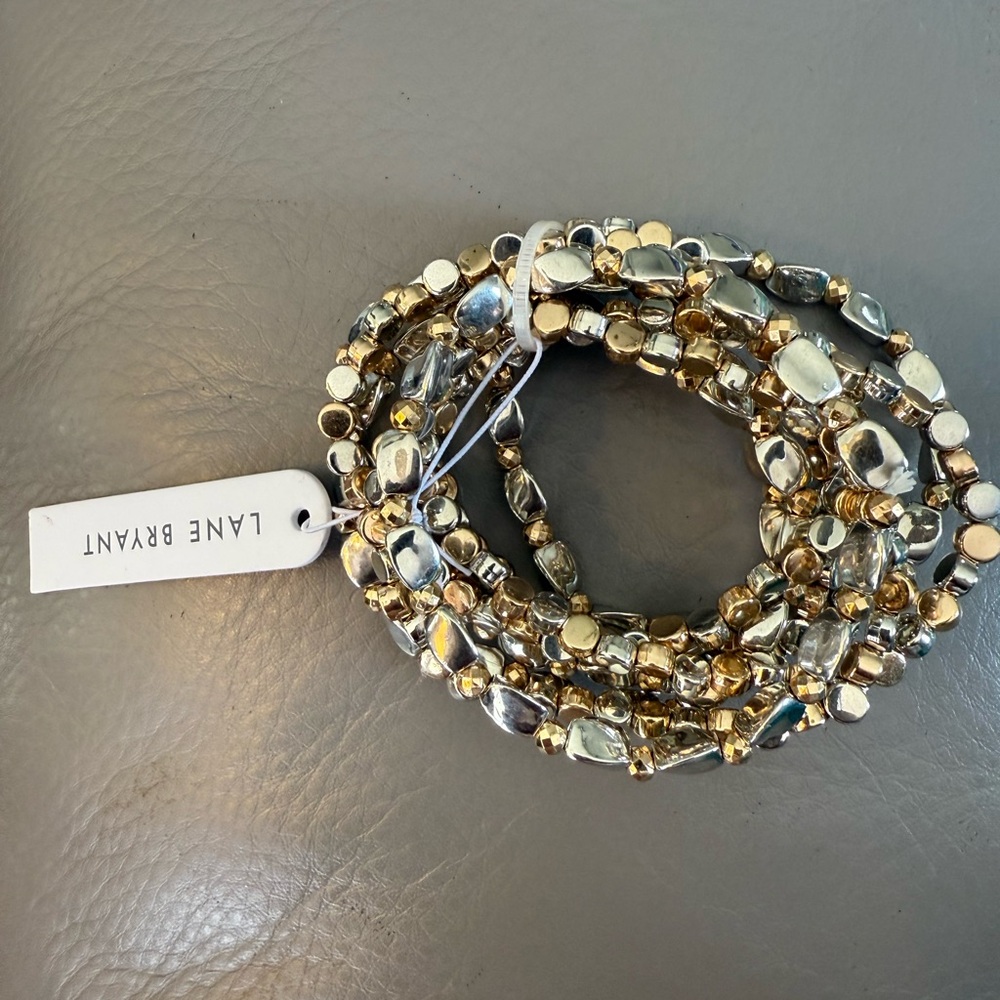 Lane Bryant Metallic Beaded Stack Bracelets